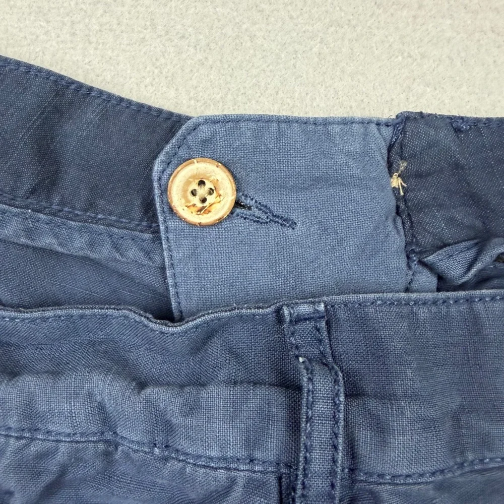 Faherty Men's 40 Malibu Chino Short Navy Blue Linen Blend Flat Front Casual